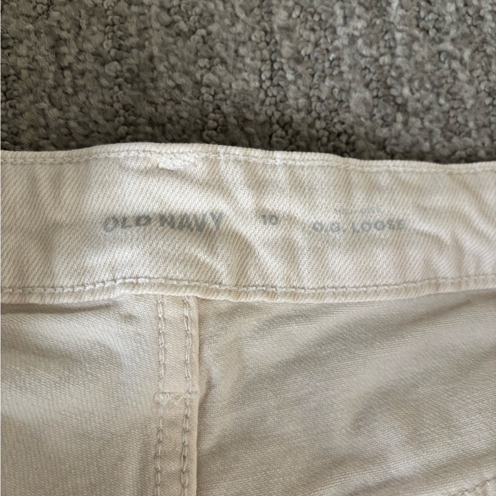 Old Navy Cream Wide-Leg Jeans High-Waisted OG Loose - Picture 1 of 9